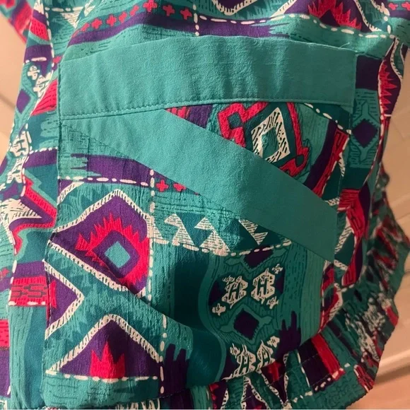 Vintage Geometric Windbreaker Spring Jacket Coat with Removable Shoulder Pads XL - Picture 7 of 16